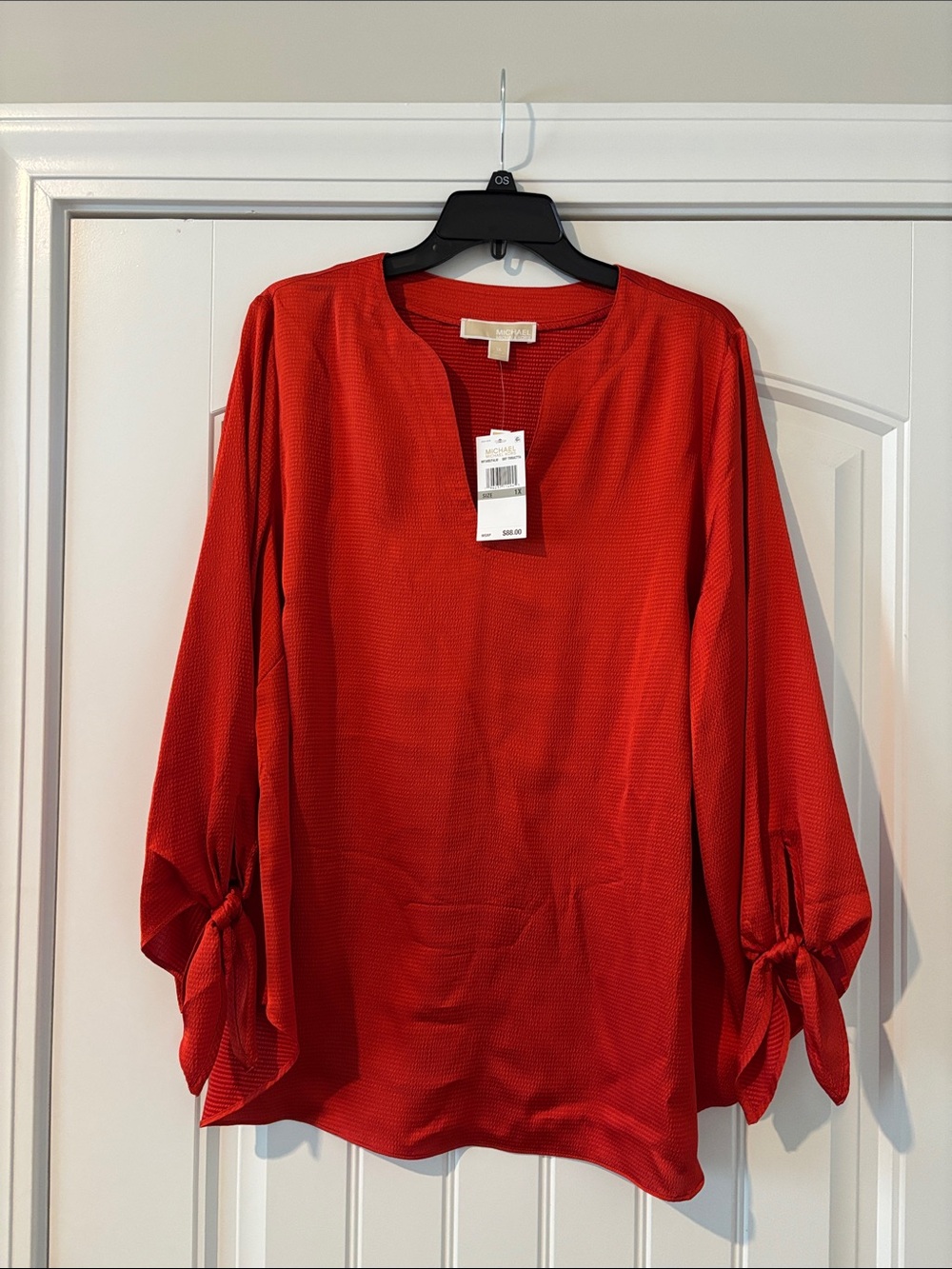 MICHAEL Michael Kors Red Tie-Cuff Tunic Blouse
